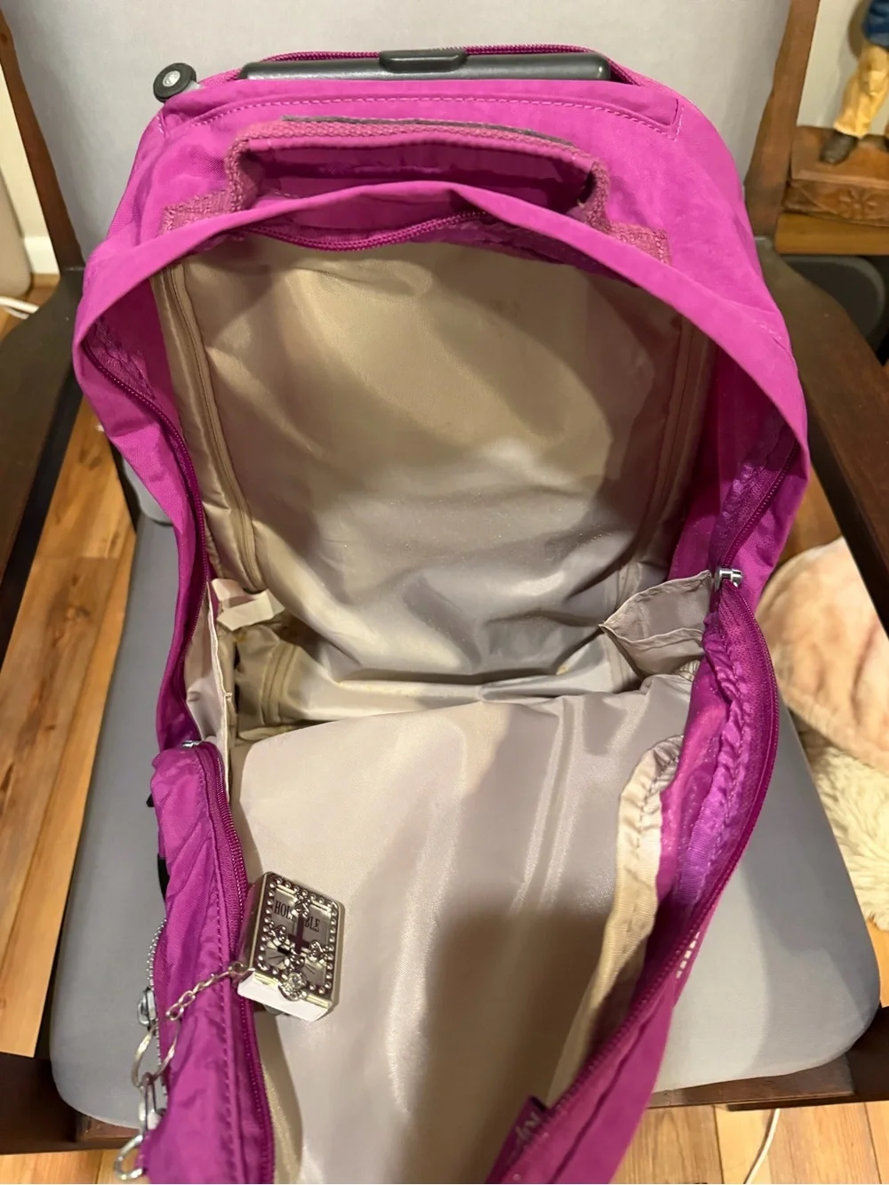 Kipling Magenta Nylon Backpack — Lightweight Everyday Bag